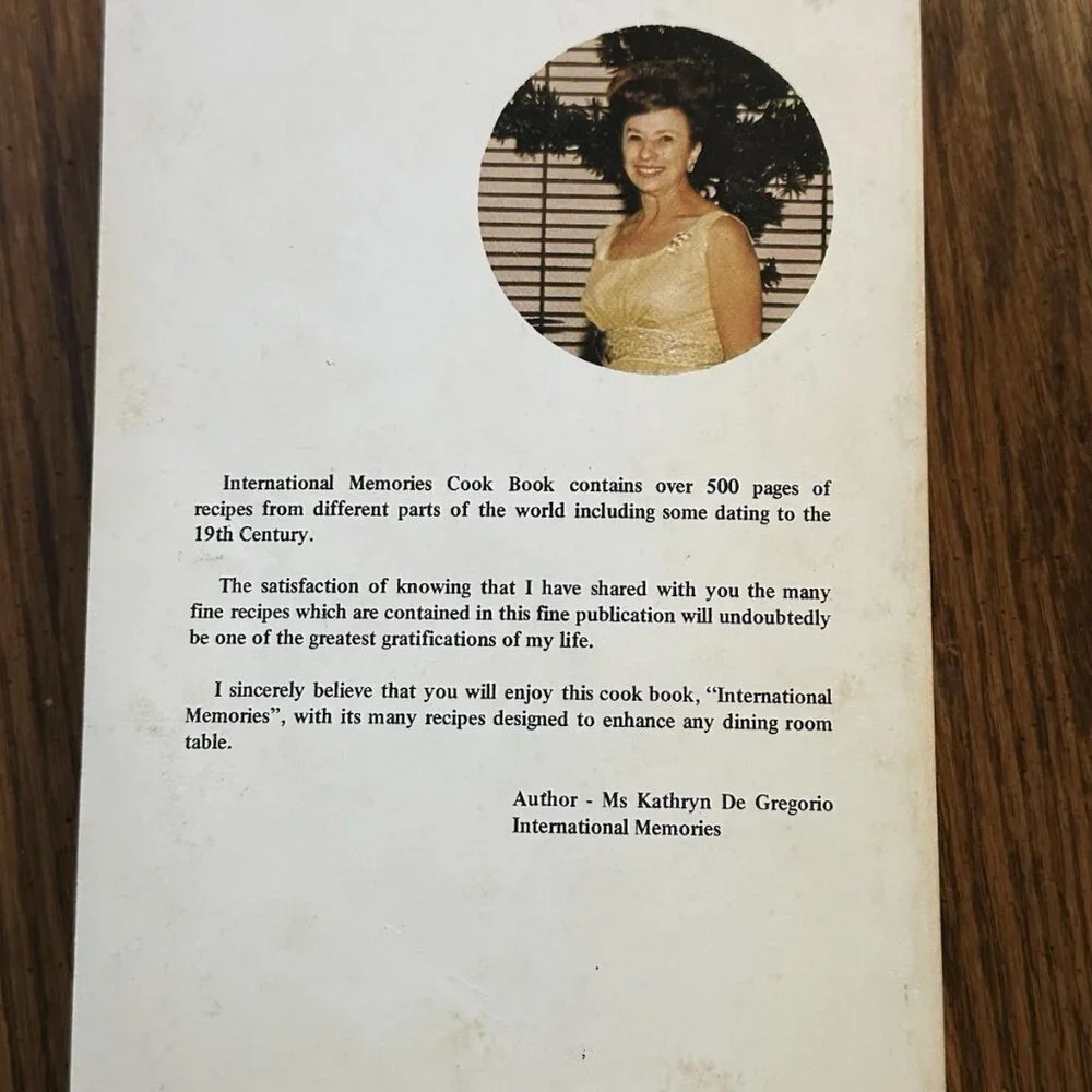 International Memories Cookbook By Kathryn De‎ Gregorio